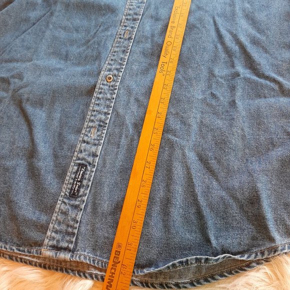 Vintage authentic Warner Studio Looneytunes blue denim long sleeve shirt Size L - Picture 7 of 8